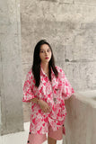 Graphic Heart Printed Pattern Blouse Shirt