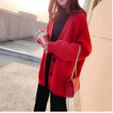Loose V-Neck Single Breasted Cardigan Jacket