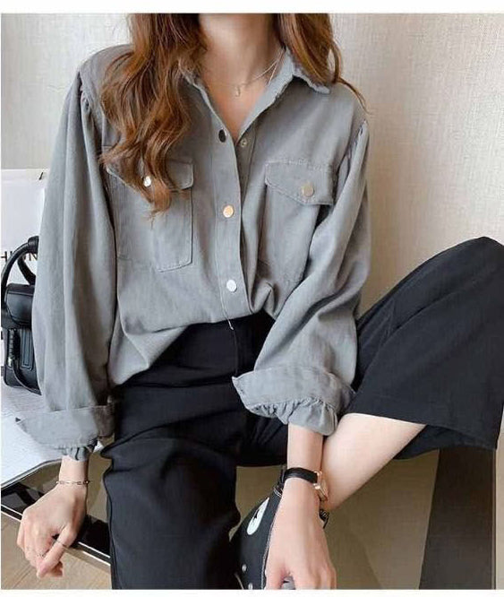 Long Sleeve Elegant Solid Blouse Shirts