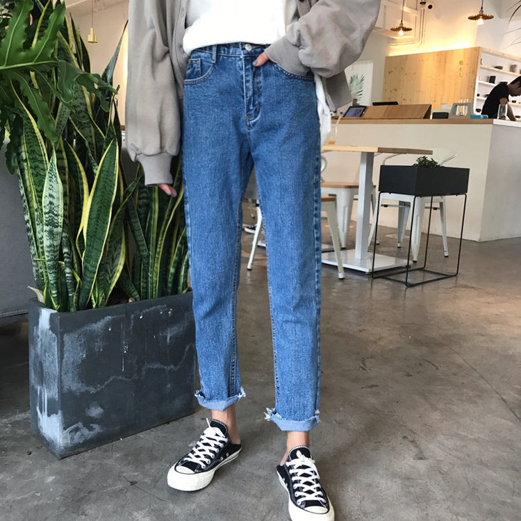 High Waist Casual Straight Jeans
