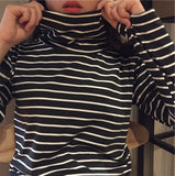 Striped Turtleneck Long Sleeve Shirt
