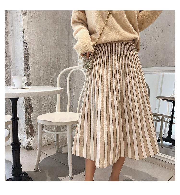 Mid Calf Solid Elastic Knitted Skirt