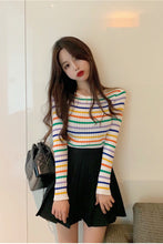 Long Sleeve Color Striped Thin Sweater