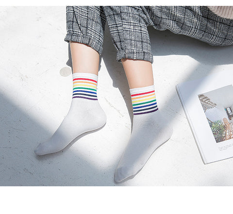 Rainbow Stripes Short Socks