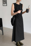 Sexy Drawstring Hollow Sleeveless Vest Slim Dress