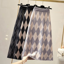 Diamond Pattern Knitted A-Line Long Skirt