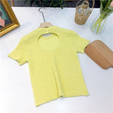 Sexy Back Hollow Out Knitted Shirt