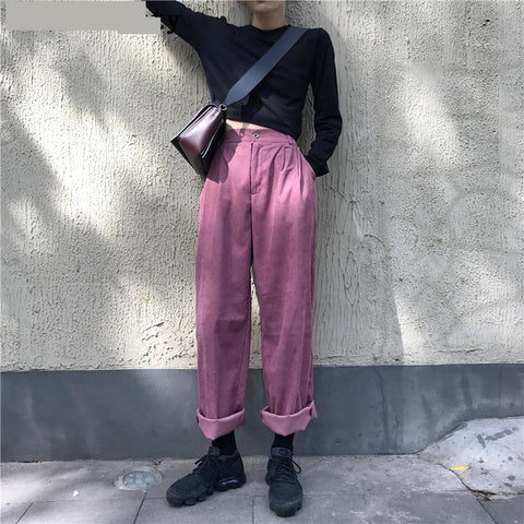 High Waist Elastic Casual Pants 