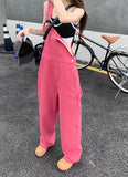 Loose Casual Pink Denim Jumpsuits