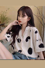 Milk Cow Dot Short Sleeve Blouse Shirt