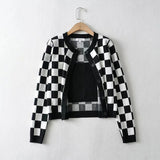 Checkerboard Cardigan Black Cami