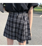High Waist Vintage Plaid Irregular Mini Skirt