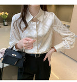 Long Sleeve Elegant Satin Blouse Shirt
