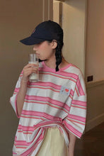 Cute Pink Loose Striped Shirt
