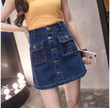 Pockets Button Denim Skirt