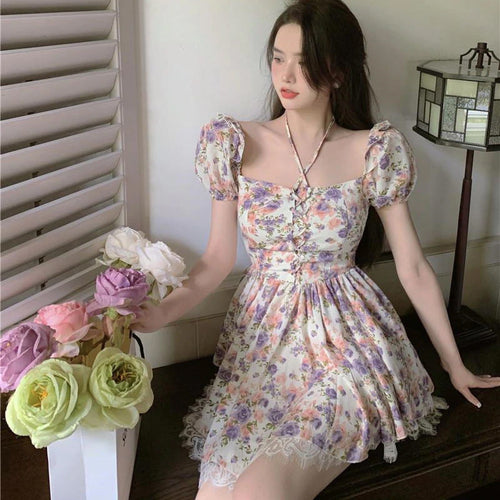 Sexy Florals Pattern Chiffon Bodycon Dress