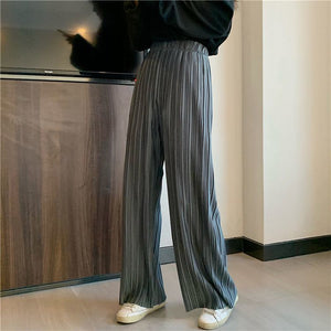 Solid Full Length Pleated Long Pants