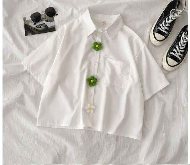 Casual Daisy Button Blouse Shirt