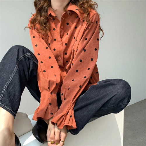 Corduroy Polka Dot Long Sleeve Shirt