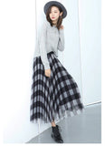 Vintage Classic Grid Plaid Pattern A-Line Skirt