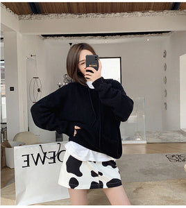 High Waist Cow Pattern Mini Skirt
