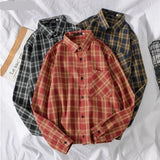 Loose Long Sleeve Vintage Plaid Shirt