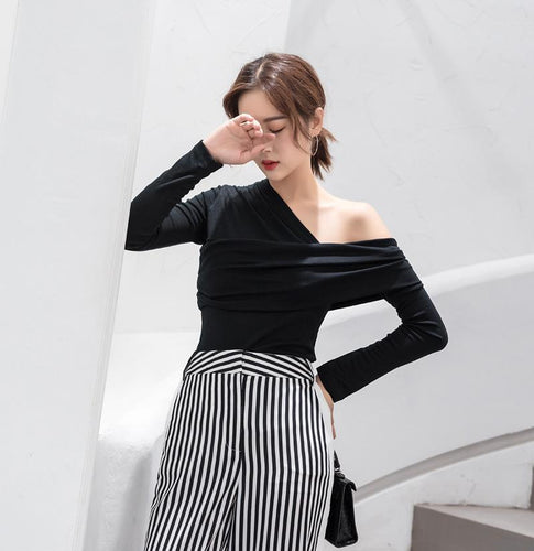 Sexy Off Shoulder Asymmetric Tops