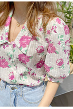 Floral Printed Puff Sleeve Retro Blouse Shirt