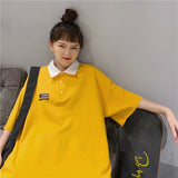 Loose Solid Colors Short Sleeve Turn Down Collar Shirts