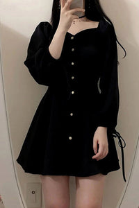 Sexy Long Sleeve Loose Black Dress