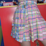 High Waist Retro Colors Plaid Skirt