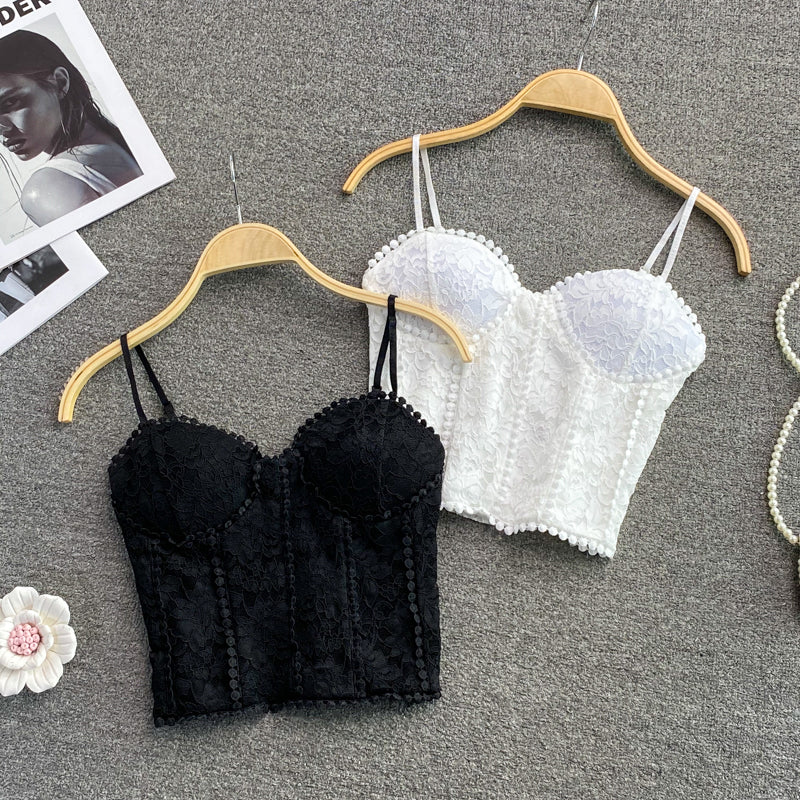 Sexy Lace Camisole Strap Crop Tops