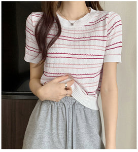 Casual Striped Knitted Slim Shirt