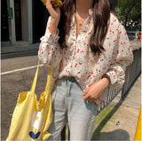 V-Neck Floral Pattern Elegant Shirt