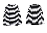 Black and White Striped Oversize Long Sleeve Shirt