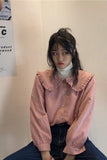 Solid Blouse Peter Pan Collar Shirt