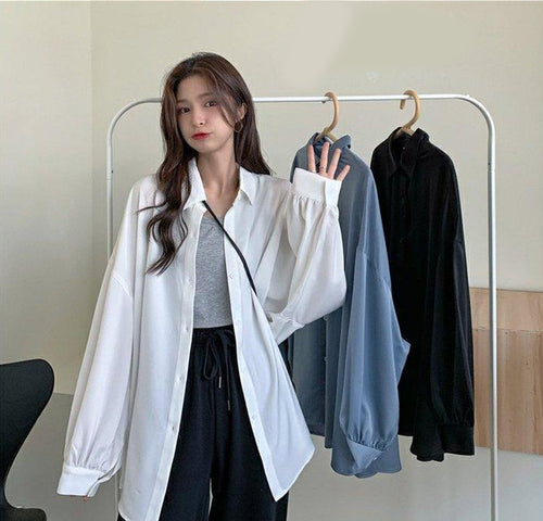 Loose Oversize Lantern Sleeve Blouse Shirt