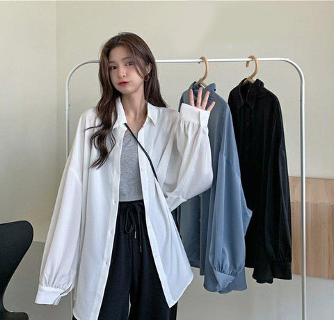 Loose Oversize Lantern Sleeve Blouse Shirt