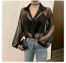 Sexy Chiffon Transparent Casual Blouse Shirt