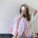 Pink Tie Dye Wide Leg Sweatpants