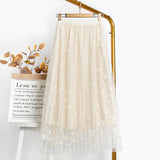 High Waist Mesh Transparent Floral Skirts