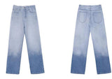 High Waist Long Blue Gradient Jeans Pants