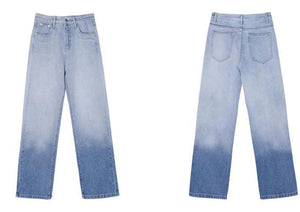 High Waist Long Blue Gradient Jeans Pants