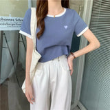 Heart Pocket Embroidered Ringer Shirt