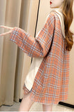 Casual Two Piece Plaid Style Hooded Sweatshirt