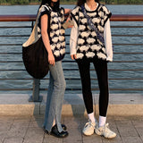 Cute Sheep Cartoon Pattern V-Neck Sleeveless Knitted Vest Sweater