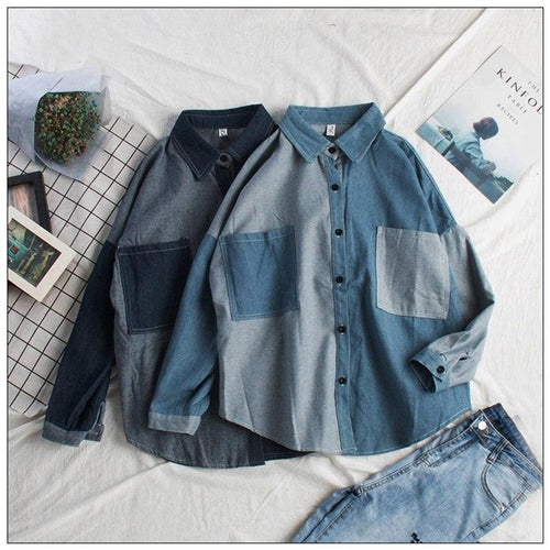 Vintage Denim Style Blouse Shirt