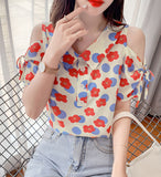 Cute Daisy Pattern Off Shoulder Blouse Shirt