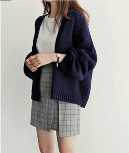 Loose Solid Knitted Cardigan Sweater