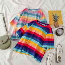 Rainbow Striped Crop Top Shirt